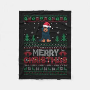 Labradoodle Dog Lovers Santa Hat Christmas Tree Li Fleece Blanket