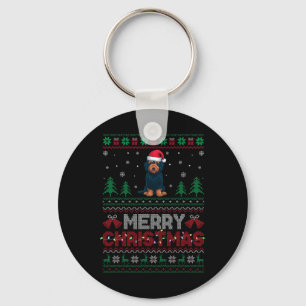 Labradoodle Dog Lovers Santa Hat Christmas Tree Li Keychain