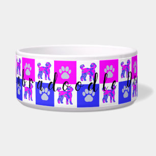 Labradoodle Dog & Paw Hot Pink and Blue