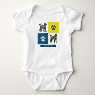 Labradoodle Dog & Paw Y&B Grid Square Baby Bodysuit