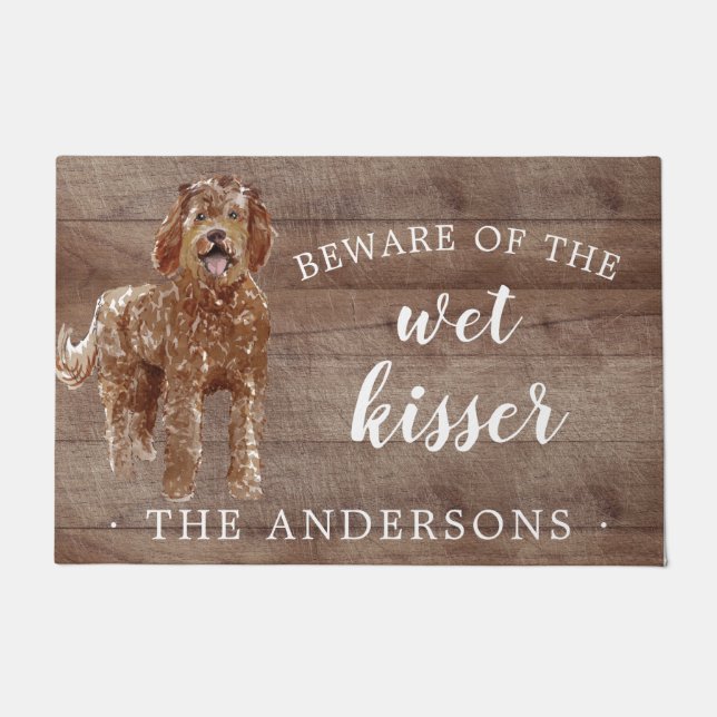 Labradoodle Dog Personalized Door Mat (Front)