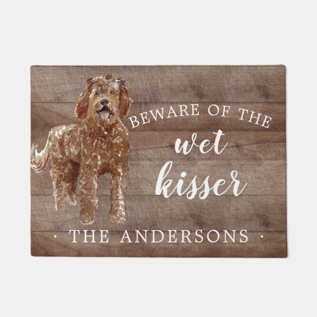 Labradoodle Dog Personalized Door Mat (Front)