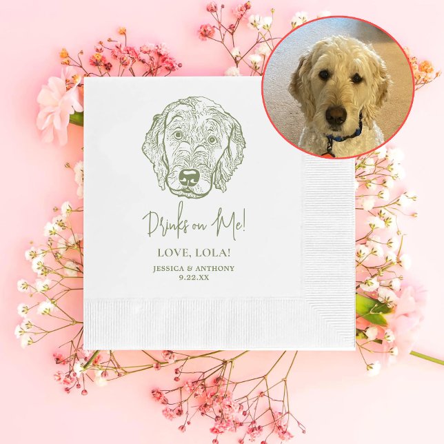 Labradoodle Dog Personalized Drinks on Me Napkin (Creator Uploaded)
