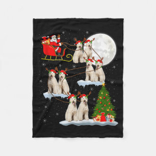 Labradoodle Dog Santa Sleigh Flying Funny Magical  Fleece Blanket