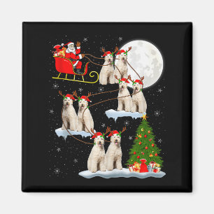 Labradoodle Dog Santa Sleigh Flying Funny Magical Magnet