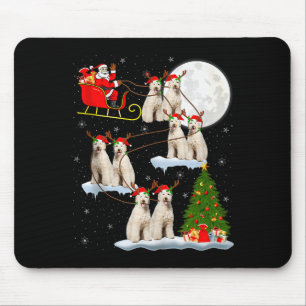 Labradoodle Dog Santa Sleigh Flying Funny Magical Mouse Pad