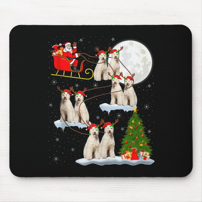 Labradoodle Dog Santa Sleigh Flying Funny Magical  Mouse Pad (Front)