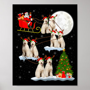 Labradoodle Dog Santa Sleigh Flying Funny Magical  Poster