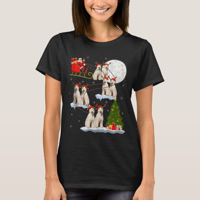 Labradoodle Dog Santa Sleigh Flying Funny Magical  T-Shirt (Front)