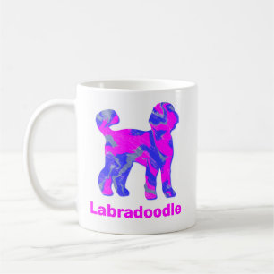 Labradoodle Dog Silhouette Crazy Hot Pink Coffee Mug