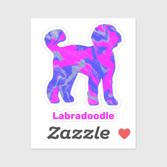 Labradoodle Dog Silhouette Crazy Hot Pink Sticker (Sheet)