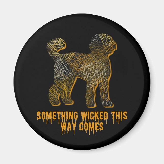 Labradoodle Dog Silhouette Fun Halloween Magnet (Front)