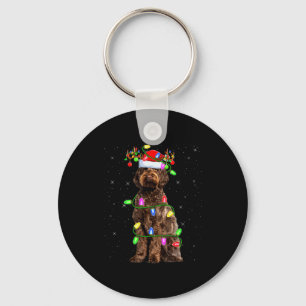 Labradoodle Dog Xmas Lighting Santa Labradoodle Ch Keychain