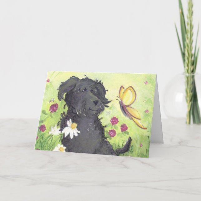 Labradoodle Doodle Dog / Get Well Greeting Card (Front)
