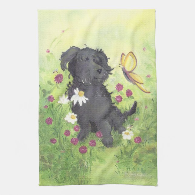 Labradoodle Doodle Dog / Kitchen Towel (Vertical)