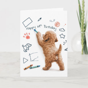Labradoodle Doodling For 69th Birthday Card