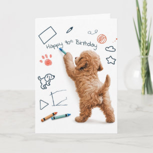Labradoodle Doodling for a 90th Birthday Card