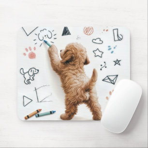 Labradoodle Doodling With Crayons Mouse Pad