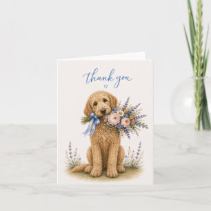Labradoodle Flower Bouquet Thank You Card