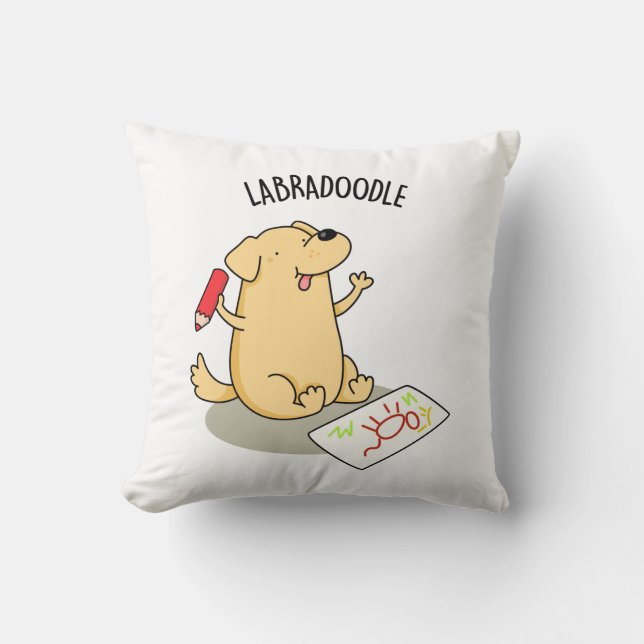 Labradoodle Funny Labrador Dog Pun  Throw Pillow (Front)
