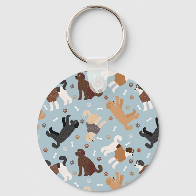 Labradoodle / Goldendoodle Bones and Paws Keychain (Front)