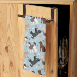 Labradoodle / Goldendoodle Bones and Paws Kitchen Towel<br><div class="desc">Cute Labradoodle / Goldendoodle dogs sit and stand and rollover with cream,  apricot,  chocolate,  black and parti coats  with scattered dog bones and pawprints pattern.</div>