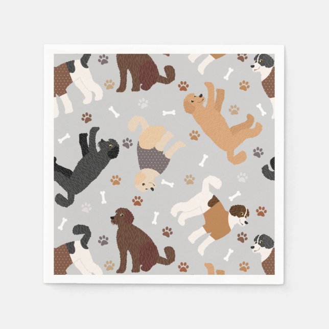 Labradoodle / Goldendoodle Bones and Paws Napkins (Front)