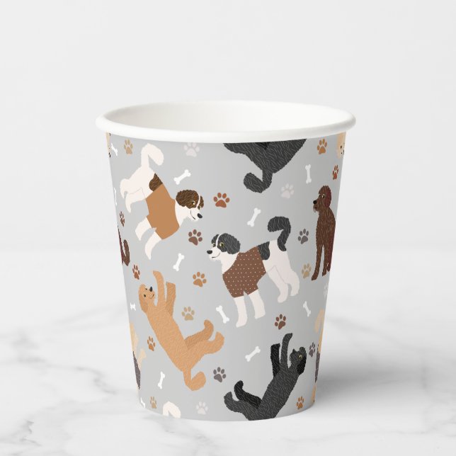 Labradoodle / Goldendoodle Bones and Paws Paper Cu Paper Cups (Front)