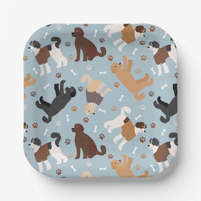 Labradoodle / Goldendoodle Bones and Paws Paper Plate (Front)