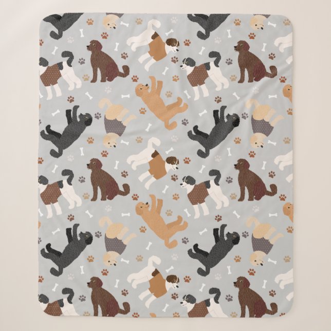 Labradoodle / Goldendoodle Bones and Paws Sherpa B Blanket (Front)