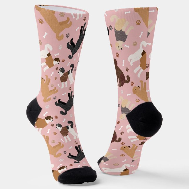 Labradoodle / Goldendoodle Bones and Paws Socks (Angled)