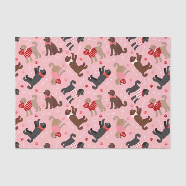 Labradoodle / Goldendoodle Valentine Pattern Tissue Paper (Front)