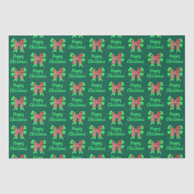 Labradoodle Green Christmas Dog & Green Bow Tissue Paper (Front)