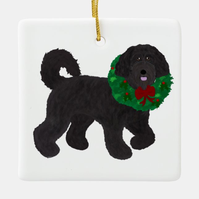 Labradoodle Holiday Ornament (Front)
