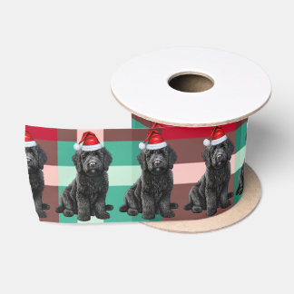 Labradoodle Holiday Plaid Funny Dog Christmas Satin Ribbon