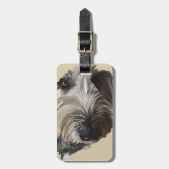 Labradoodle Luggage Tag w/Leather Strap (Front Vertical)