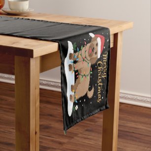 Labradoodle Merry Christmas Funny Xmas Dog Lover Short Table Runner
