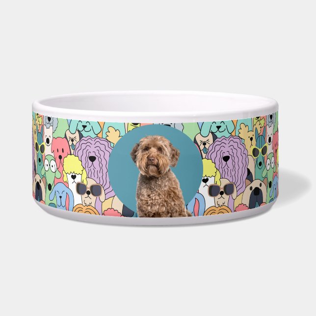 Labradoodle Personalized Photo & Name Dog Bowl (Front)