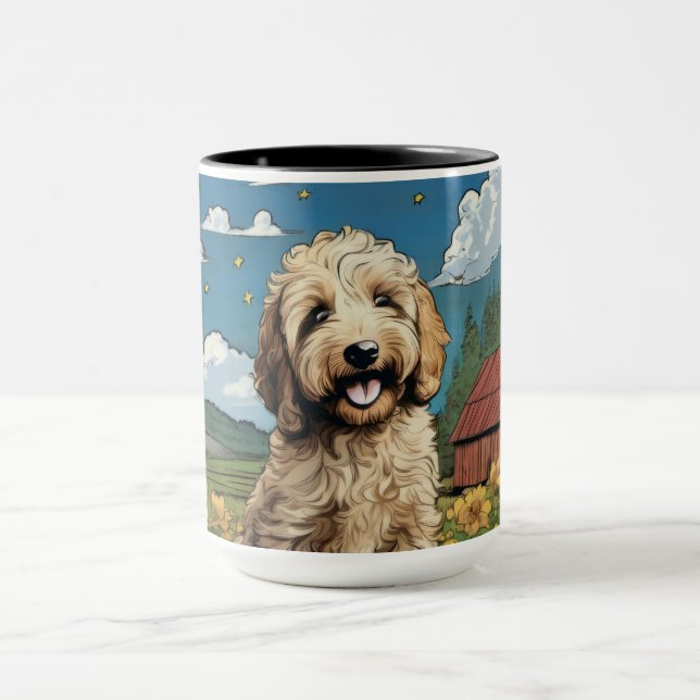 Labradoodle Puppy Farm Morning  Mug (Center)
