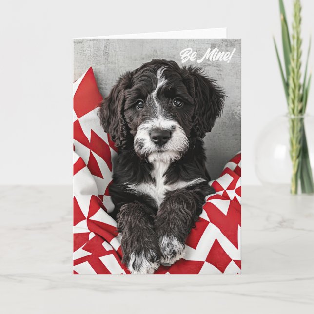 Labradoodle Puppy Valentine Card (Front)