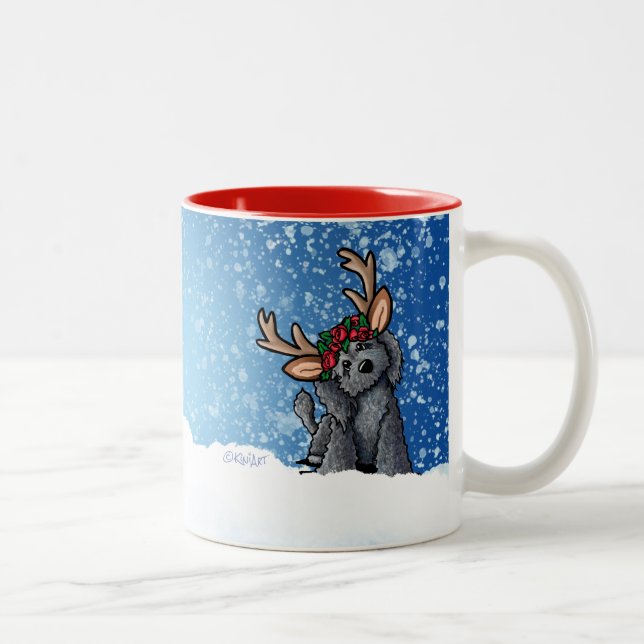 Labradoodle Reindeer Christmas Two-Tone Mug (Right)