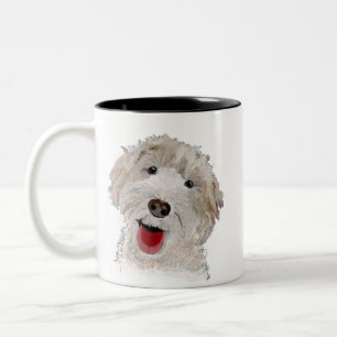 Labradoodle Smiling Dog Two-Tone Coffee Mug