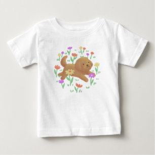 Labradoodle with Flowers Illustration Baby T-Shirt