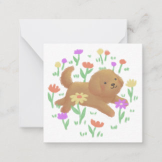 Labradoodle with Flowers Illustration Card