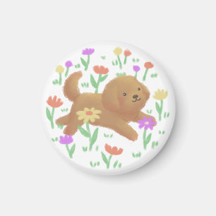 Labradoodle with Flowers Illustration Magnet