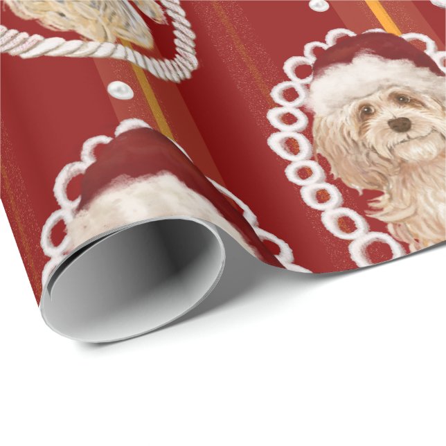 ©LabraDoodleFriends Dog Labradoodle wrapping red Wrapping Paper (Roll Corner)