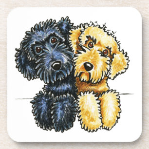 Labradoodles Black Yellow Lined Up Coaster