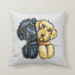 Labradoodles Black Yellow Lined Up Throw Pillow