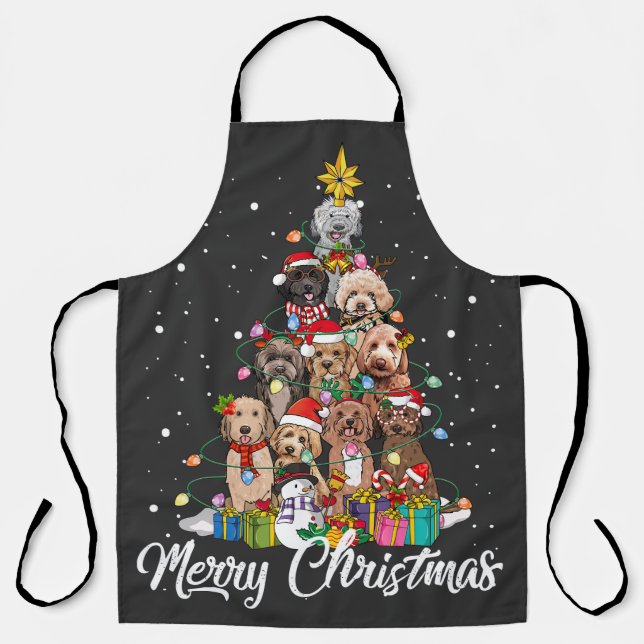 Labradoodles Christmas Tree Labradoodles Dog Lover Apron (Front)