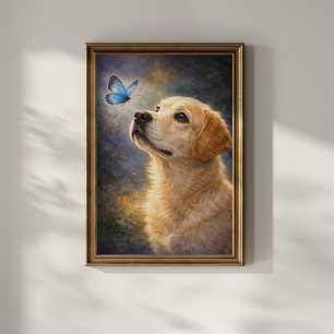 Labrador and Butterfly Poster